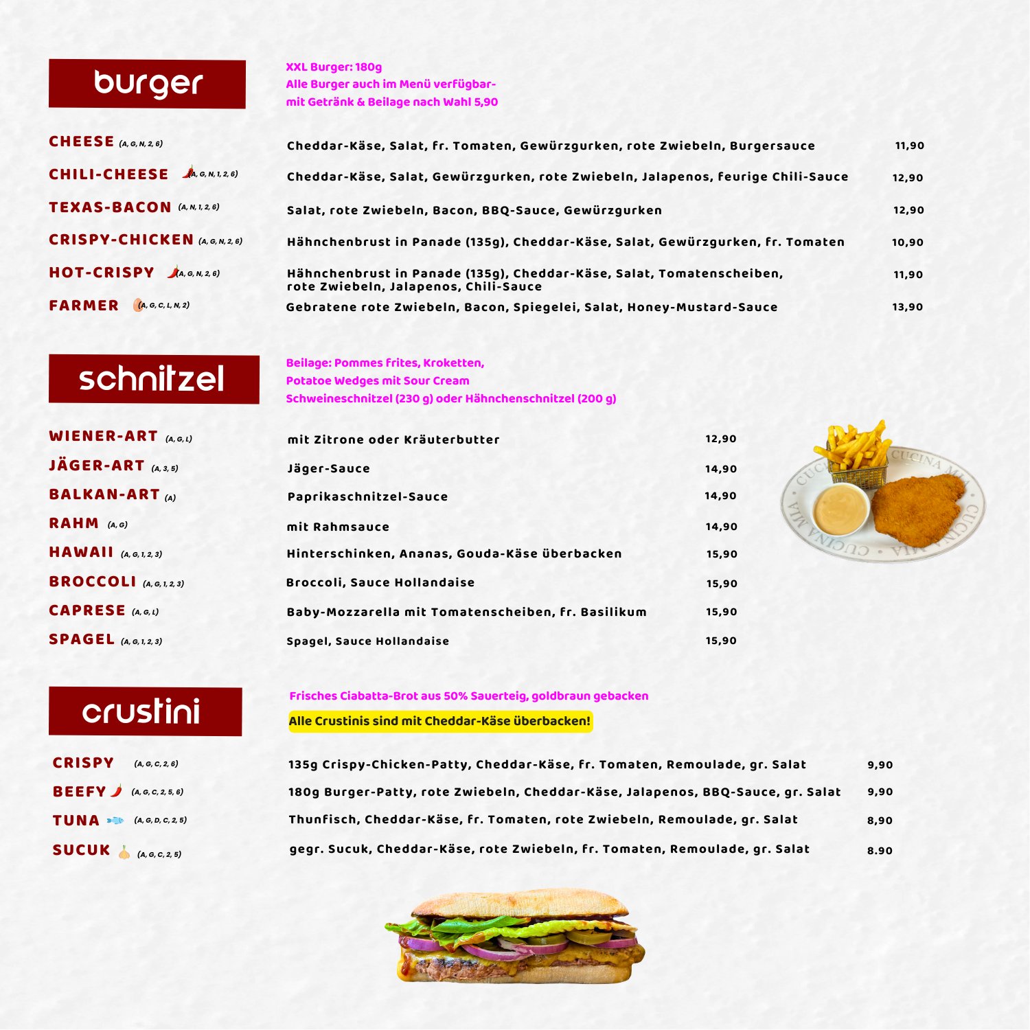 Speisekarte Essen Pizza Dream